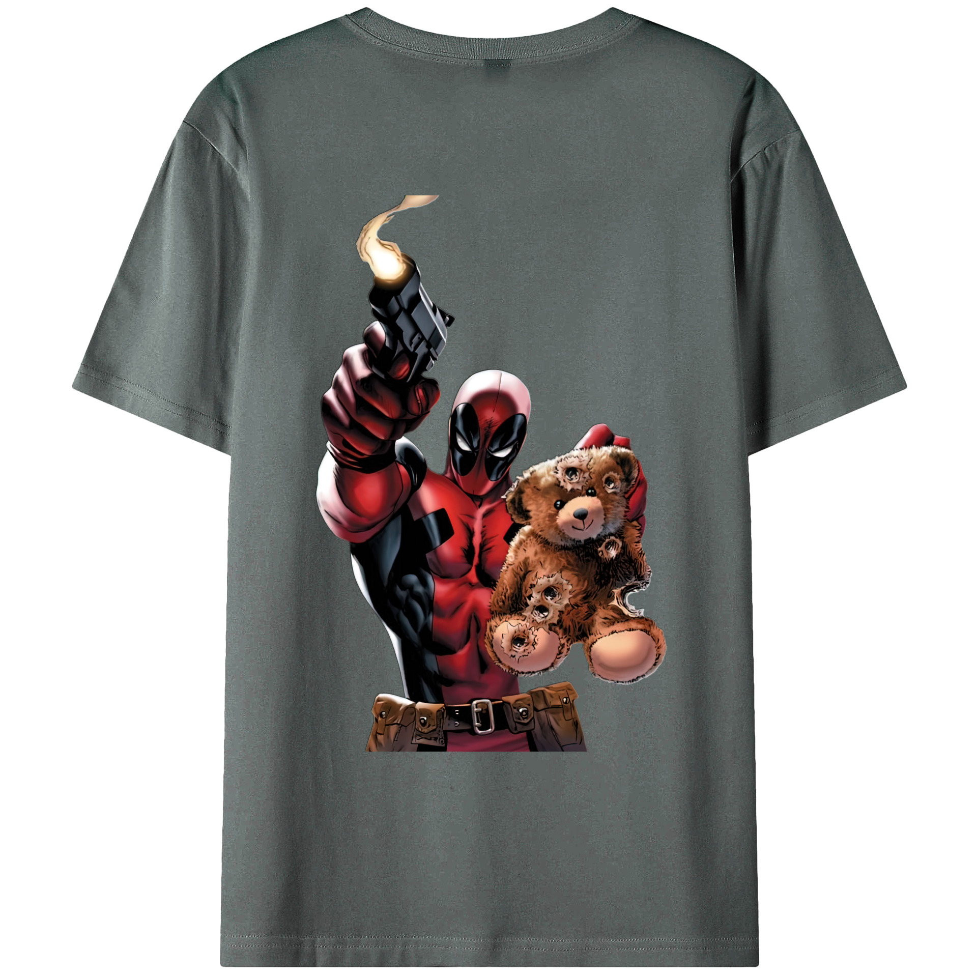 （画像用） Deadpool デッドプール 綿100％ メンズ半袖Tシャツ（バックプリント） 通気性